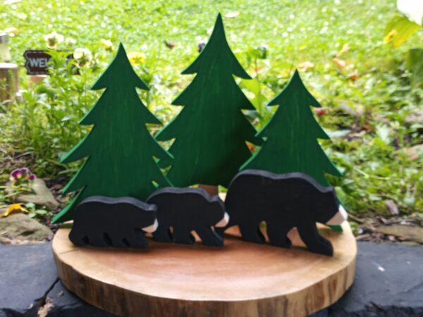 Wooden Black Bears, Camping Tiered Tray, Summer Camp