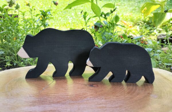 Wooden Bear, Woodland Nursery, Black Bear, Bear Nursery Decor, Bear Decor, Bear Figurine, Mama Bear and Cubs, Table Decor, Wedding Decor