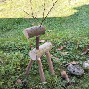 Rustic Log Reindeer, Outdoor Christmas Decor, Wooden Deer, Primitive Yard Art, Wood Reindeer, Rustic Holiday Decorations