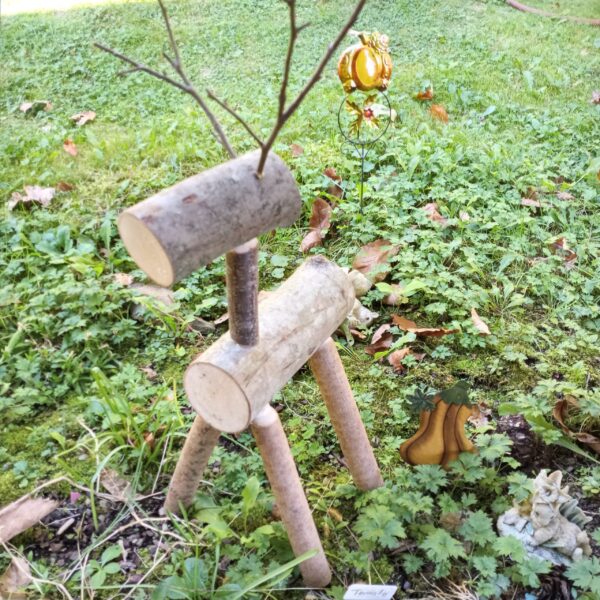 Rustic Log Reindeer, Outdoor Christmas Decor, Wooden Deer, Primitive Yard Art, Wood Reindeer, Rustic Holiday Decorations