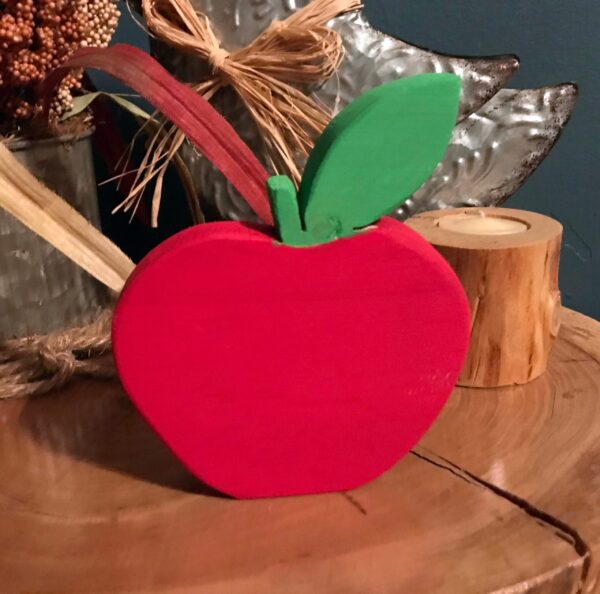 Wooden Red Apple, Farmhouse Decor, Teacher Gift, Fall Decor, Red Apple Decor, Woodland Nursery