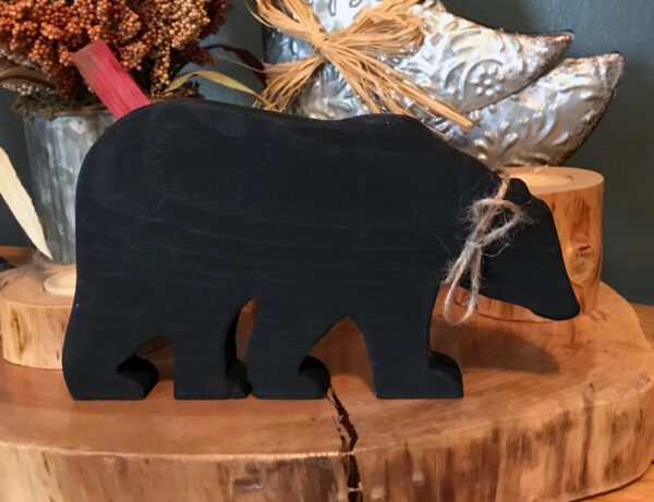 Wooden Bear, Christmas Bear, Black Bear, Holiday Bear, Rustic Wood Bear, Winter Bear, Farmhouse Decor, Woodland Nursery