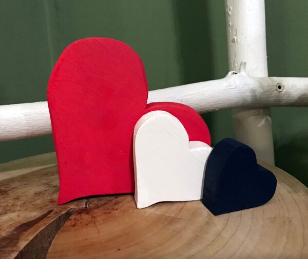 Wooden Patriotic Hearts, 4th of July Decor, Independence Day Decor, Americana Decorations, Primitive Decor, Red, White and Blue Hearts