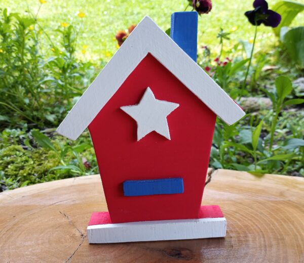 Patriotic Bird House, 4th of July Decor, Americana Bird House, Patriotic, American House, Summer Decor, Primitive Decor, Tiered Tray Decor