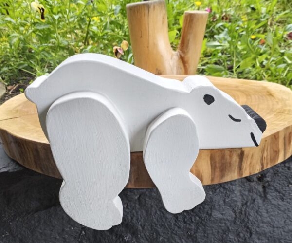 Wooden Polar Bear Shelf Sitter, Woodland Nursery, Rustic Shelf Decor, Wood Polar Bear, White Bear, Bear Nursery Décor