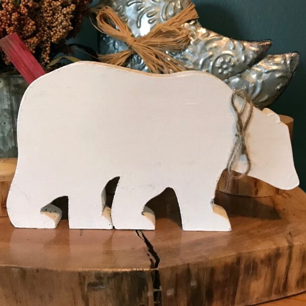 Wooden Polar Bear, Christmas Bear, Polar Bear, Holiday Bear, Rustic Wood Bear, Winter Bear, Farmhouse Decor, Woodland Nursery